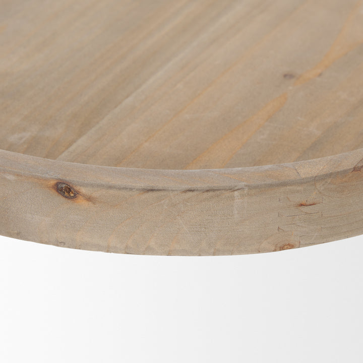 Virve Round Light Brown Wood w/ Gray Wash Wooden Trays Decor Mercana