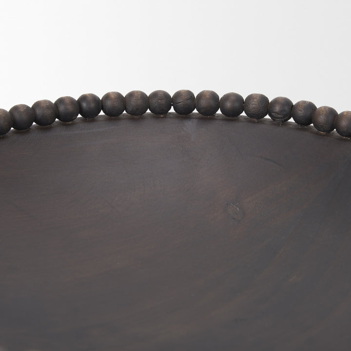 Wendell Dark Brown Wood w/ Wood Beads Round Bowls Decor Mercana