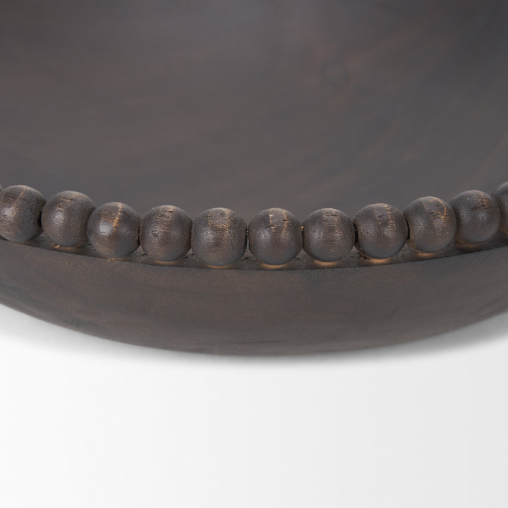 Wendell Dark Brown Wood w/ Wood Beads Round Bowls Decor Mercana