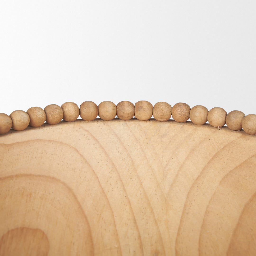 Wendell Light Brown Wood w/ Wood Bead Round Bowls Decor Mercana