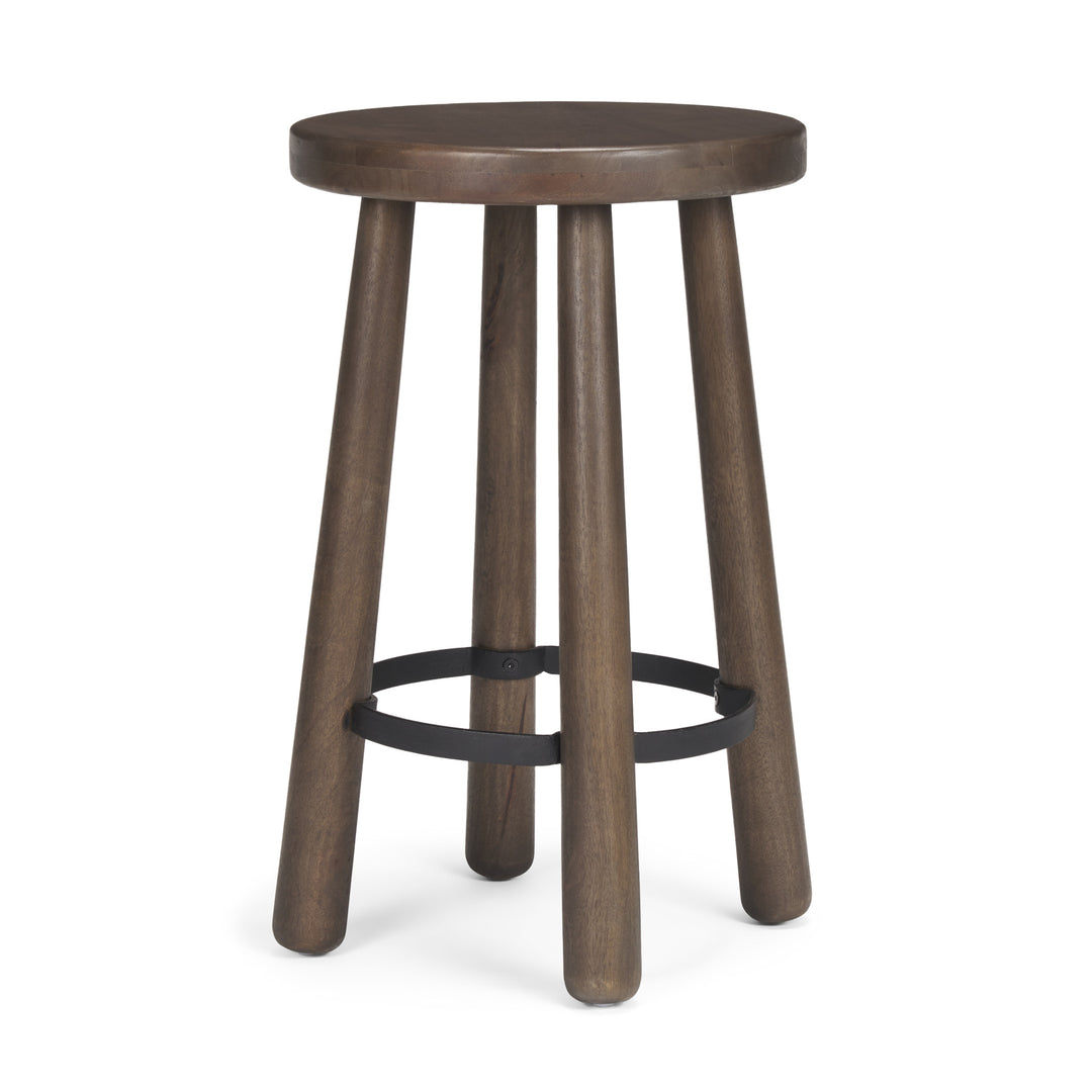 Weldon Dark Brown Wood w/ Matte Black Metal Counter Stool Dining Room Mercana
