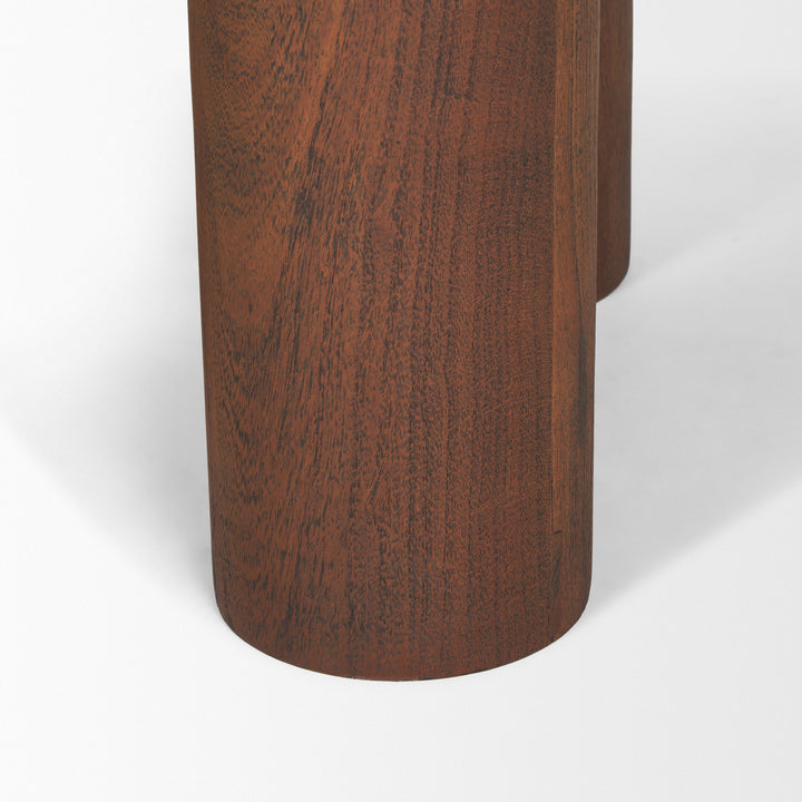 Sonel Pedestal Medium Dark Brown Acacia Wood Foyer Table Dining Room Mercana