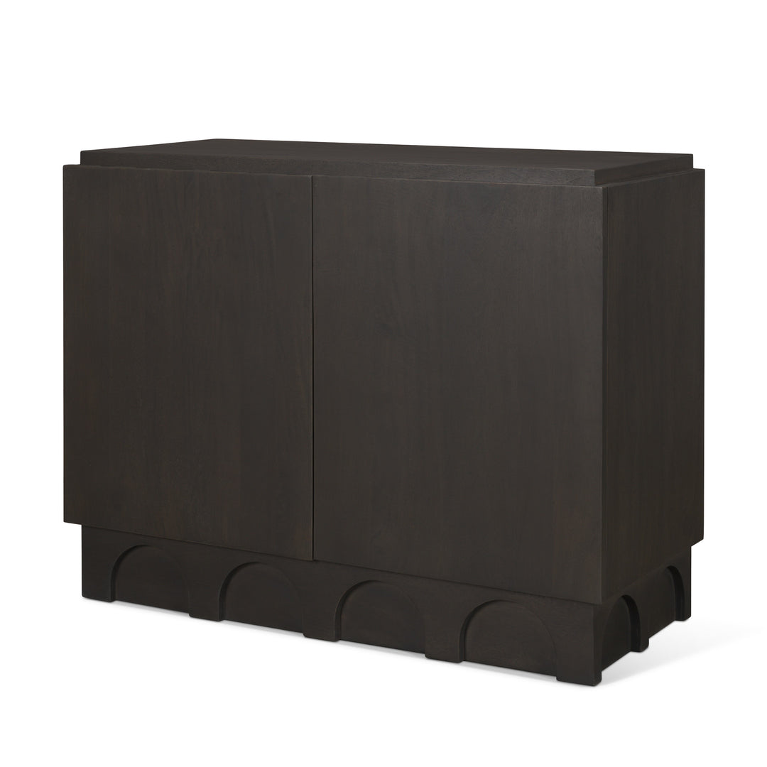 Wagner Dark Brown Wood w/ Arched Design Accent Cabinet Decor Mercana