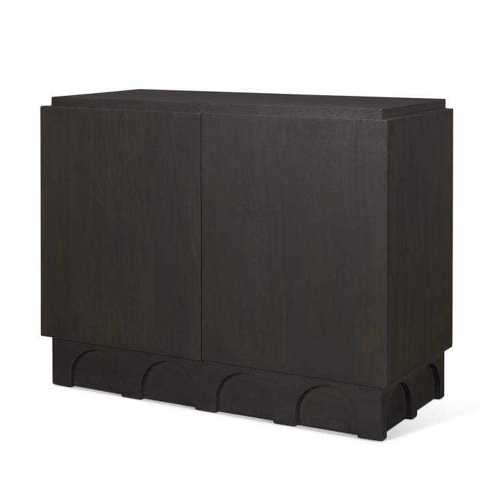 Wagner Dark Brown Wood w/ Arched Design Accent Cabinet Decor Mercana