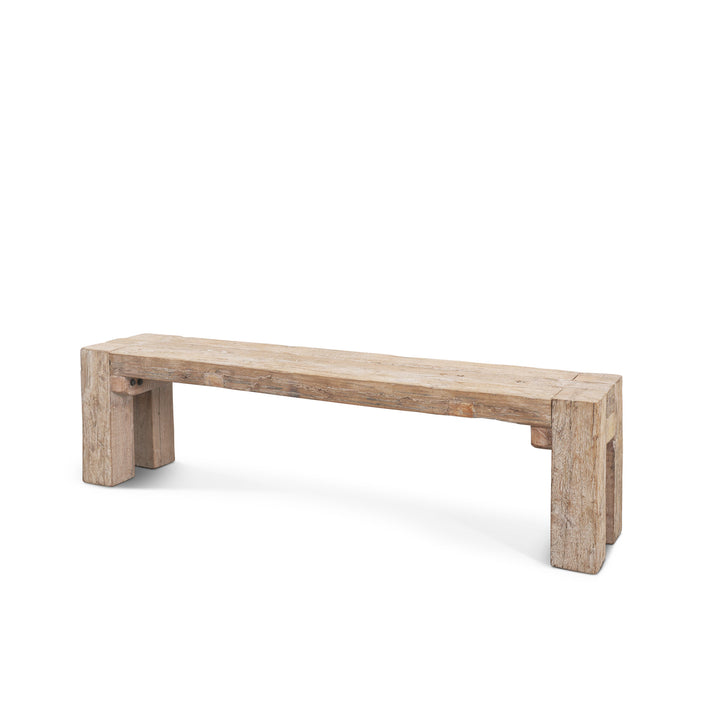 McArthur Whitewash Reclaimed Wood Bench Living Room Mercana