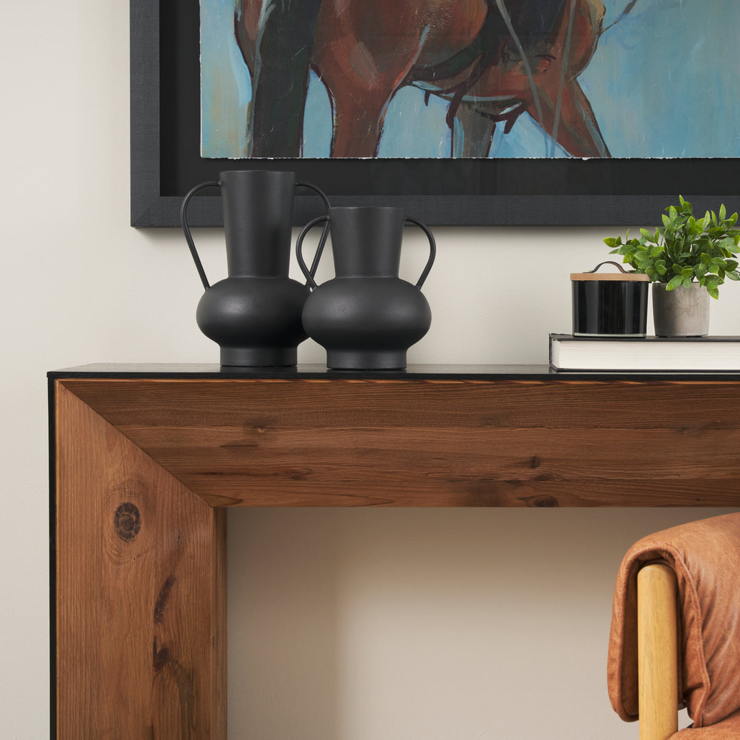 Tasya Small Matte Black Metal Vase Decor Mercana