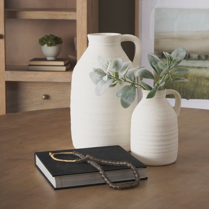 Tyrus Medium Textured Matte White w/ Speckling Ceramic Vase Decor Mercana