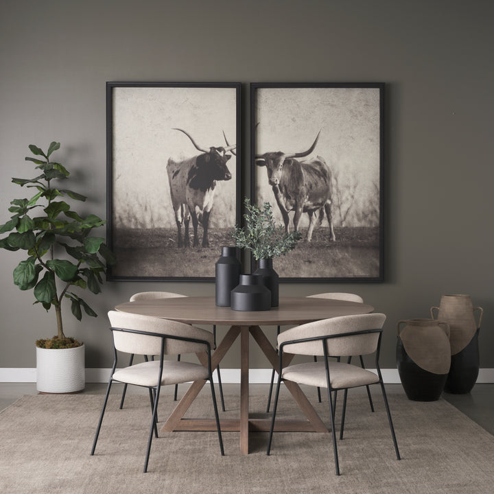 Carolyn Dining Chair w/ Oatmeal Fabric & Matte Black Metal Dining Room Mercana