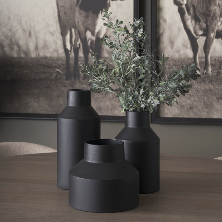 Tosca Tall Matte Black Metal Vase Decor Mercana