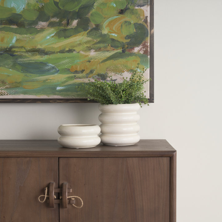 Twyla Short Cream Glazed Ring Pot Decor Mercana