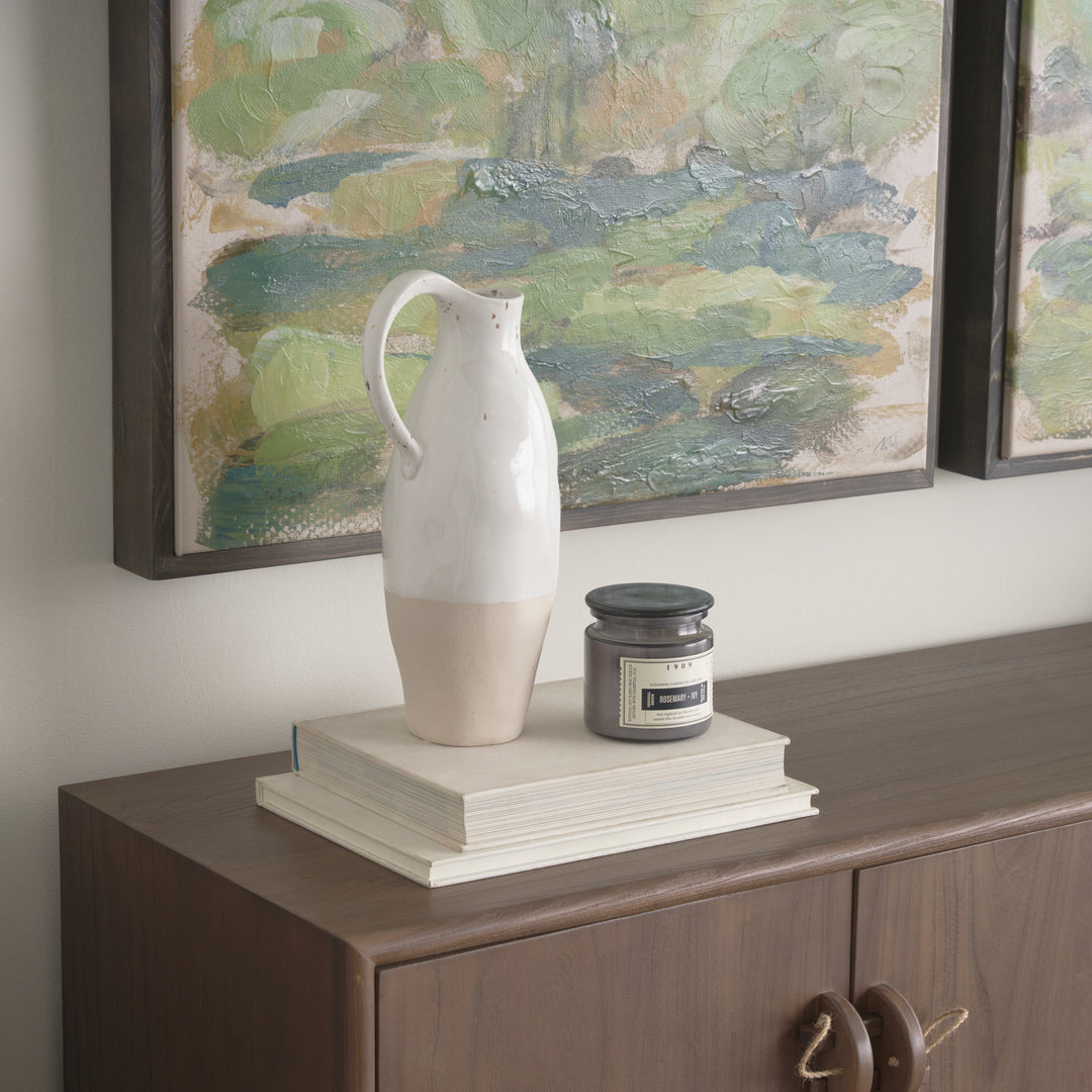 Valora Black Speckled Cream w/ Light Beige Ceramic Jug Decor Mercana