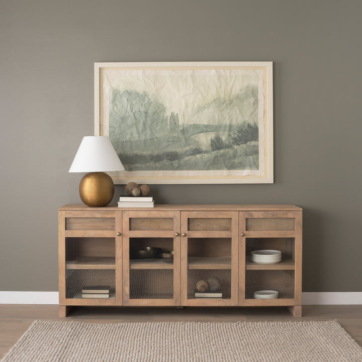 Suri Light Brown Wood w/ Glass Doors Sideboard Dining Room Mercana