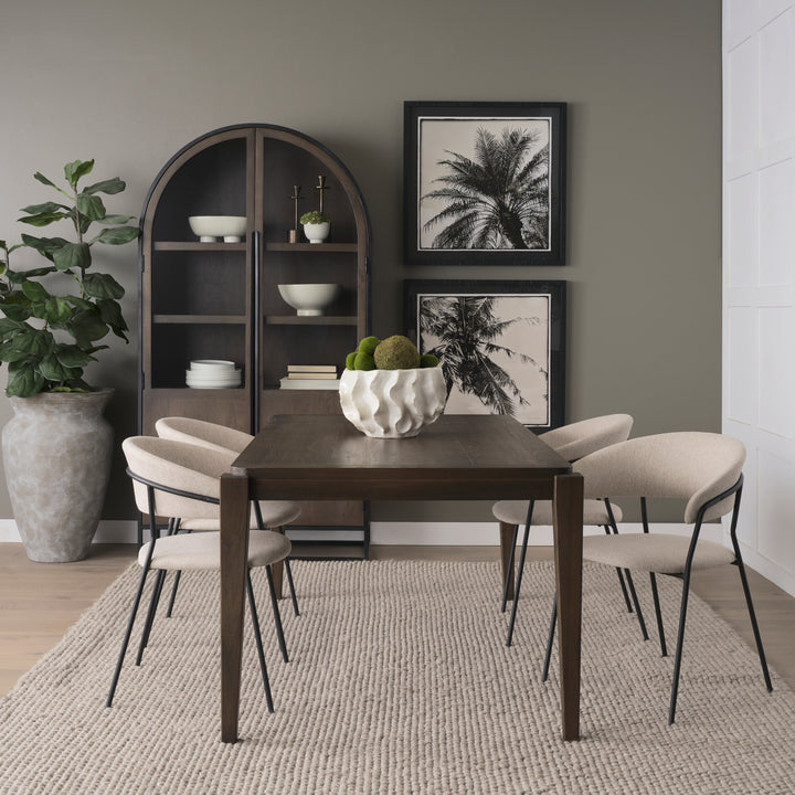 Carolyn Dining Chair w/ Oatmeal Fabric & Matte Black Metal Dining Room Mercana
