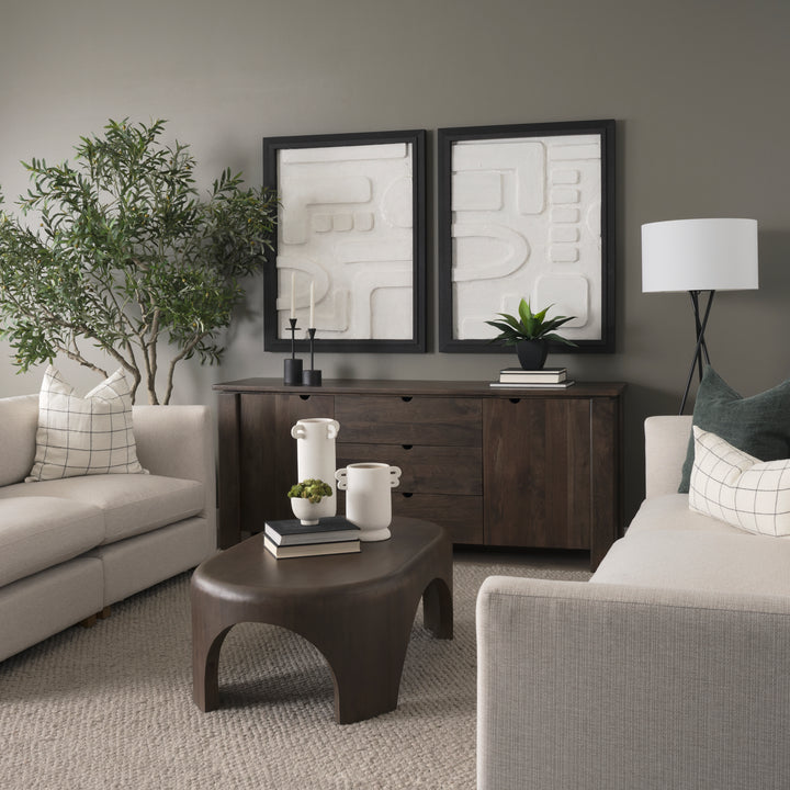 Shima Oval Dark Brown Wood w/ Arched Legs Coffee Table Living Room Mercana