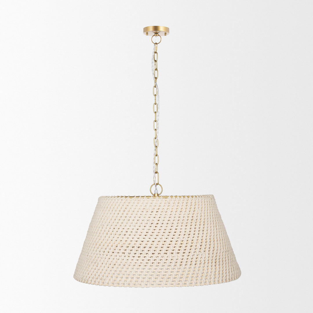 Tosha 1-Light Tapered Cotton Rope Drum Pendant Decor Mercana