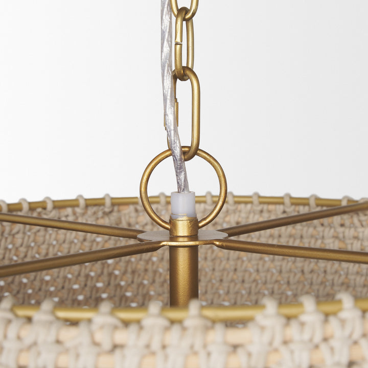 Tosha 1-Light Tapered Cotton Rope Drum Pendant Decor Mercana