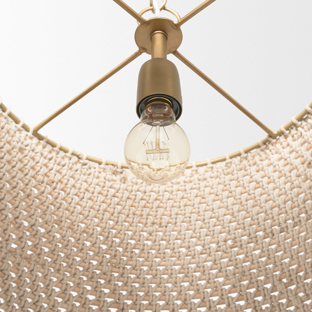 Tosha 1-Light Tapered Cotton Rope Drum Pendant Decor Mercana