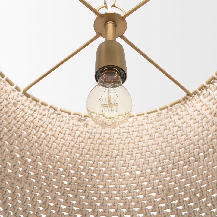 Tosha 1-Light Tapered Cotton Rope Drum Pendant Decor Mercana