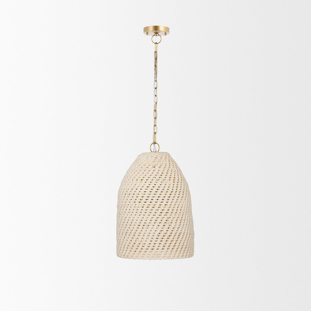 Tosha 1-Light Cotton Rope Bell Pendant Decor Mercana