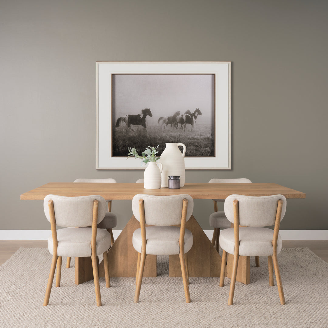 Tarro 84" Rectangular Light Brown Wood w/ Geometrical Base Dining Table Dining Room Mercana