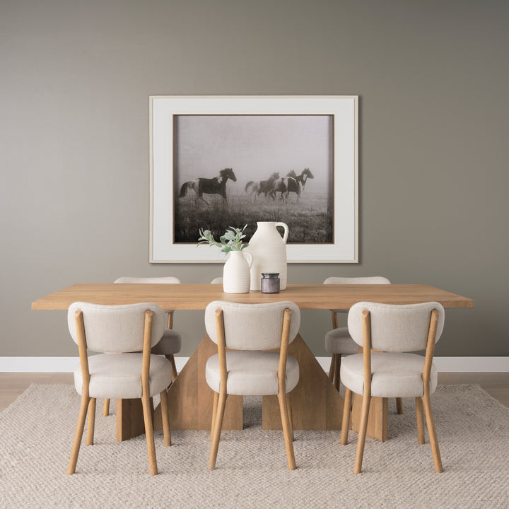 Tarro 84" Rectangular Light Brown Wood w/ Geometrical Base Dining Table Dining Room Mercana