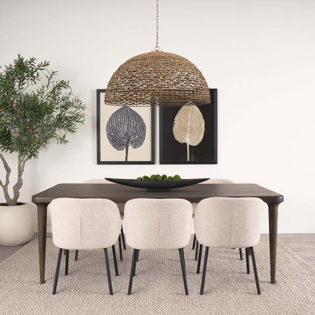 Suvan 84L Medium Dark Brown Rectangular Wood Dining Table Dining Room Mercana