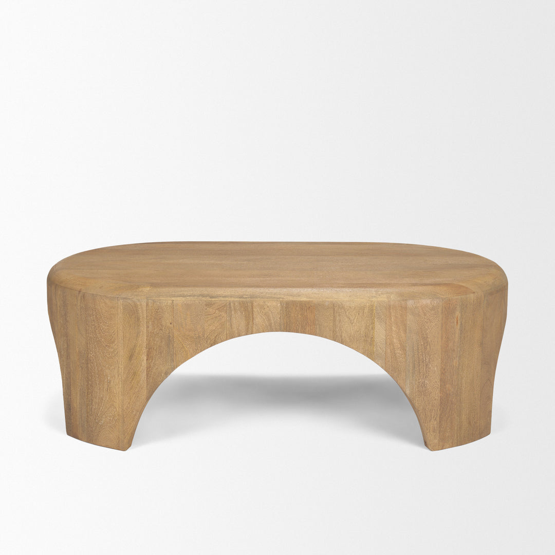 Shima Oval Light Brown Wood w/ Arched Legs Coffee Table Living Room Mercana