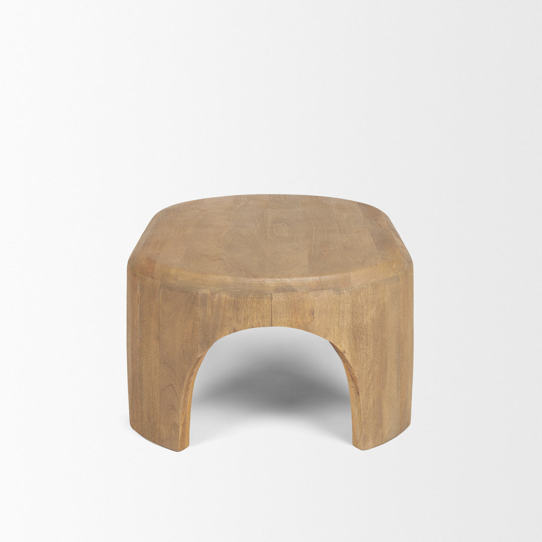 Shima Oval Light Brown Wood w/ Arched Legs Coffee Table Living Room Mercana