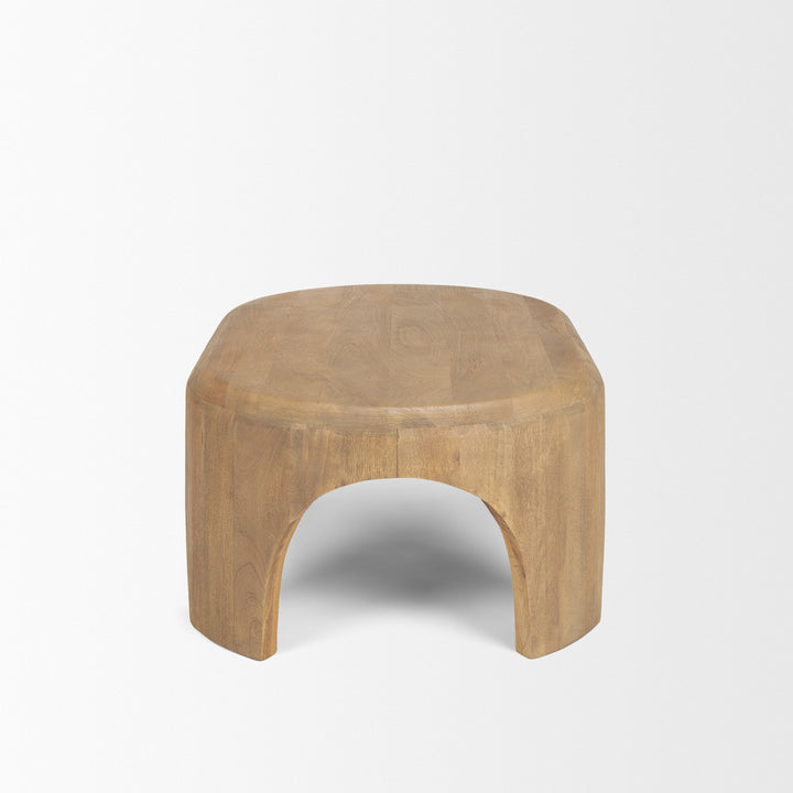 Shima Oval Light Brown Wood w/ Arched Legs Coffee Table Living Room Mercana