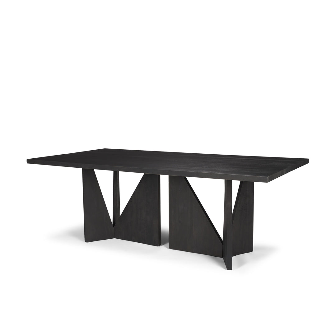 Tarro 84" Rectangular Textured Black Wood w/ Geometrical Base Dining Table Dining Room Mercana