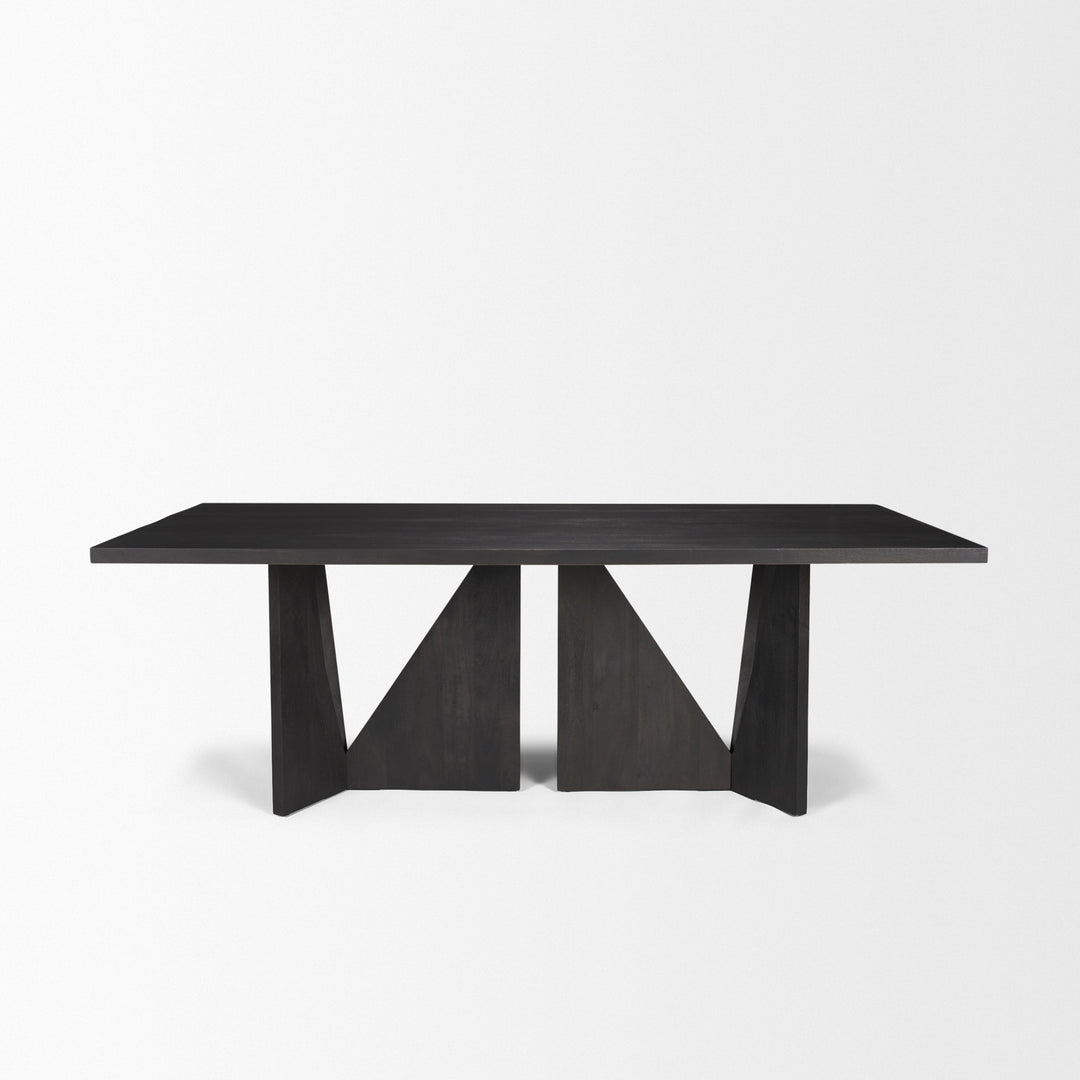 Tarro 84" Rectangular Textured Black Wood w/ Geometrical Base Dining Table Dining Room Mercana