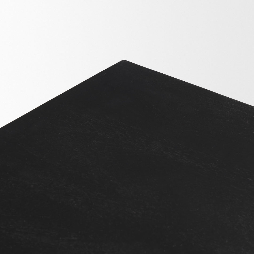 Tarro 84" Rectangular Textured Black Wood w/ Geometrical Base Dining Table Dining Room Mercana