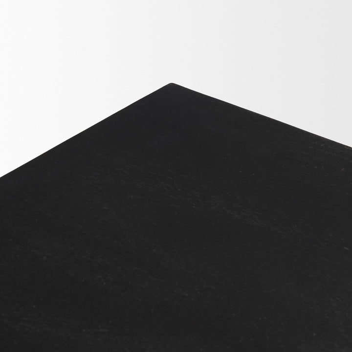 Tarro 84" Rectangular Textured Black Wood w/ Geometrical Base Dining Table Dining Room Mercana