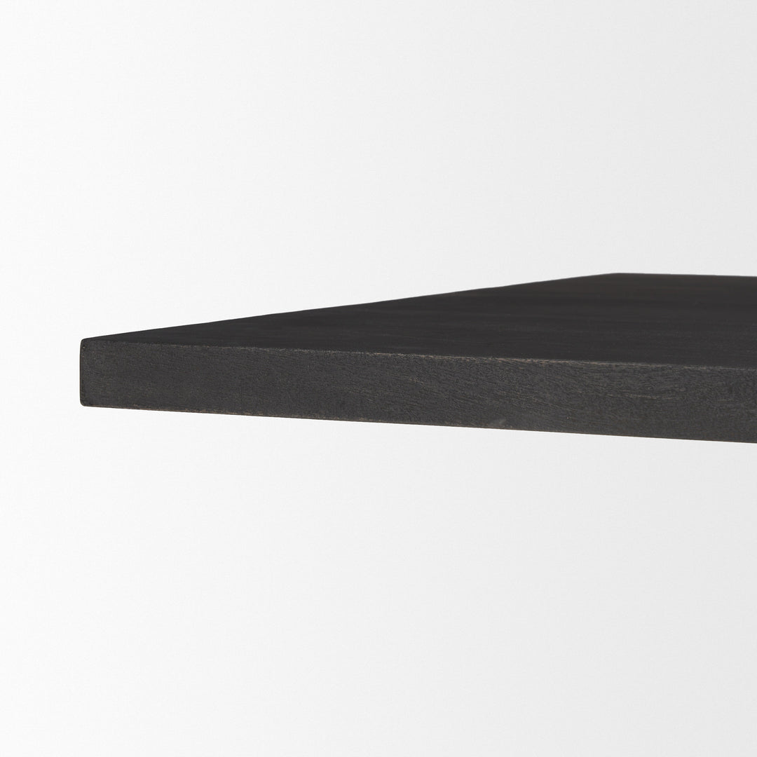 Tarro 84" Rectangular Textured Black Wood w/ Geometrical Base Dining Table Dining Room Mercana