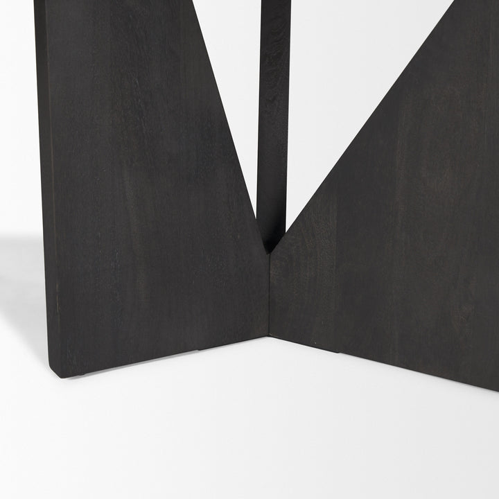 Tarro 84" Rectangular Textured Black Wood w/ Geometrical Base Dining Table Dining Room Mercana