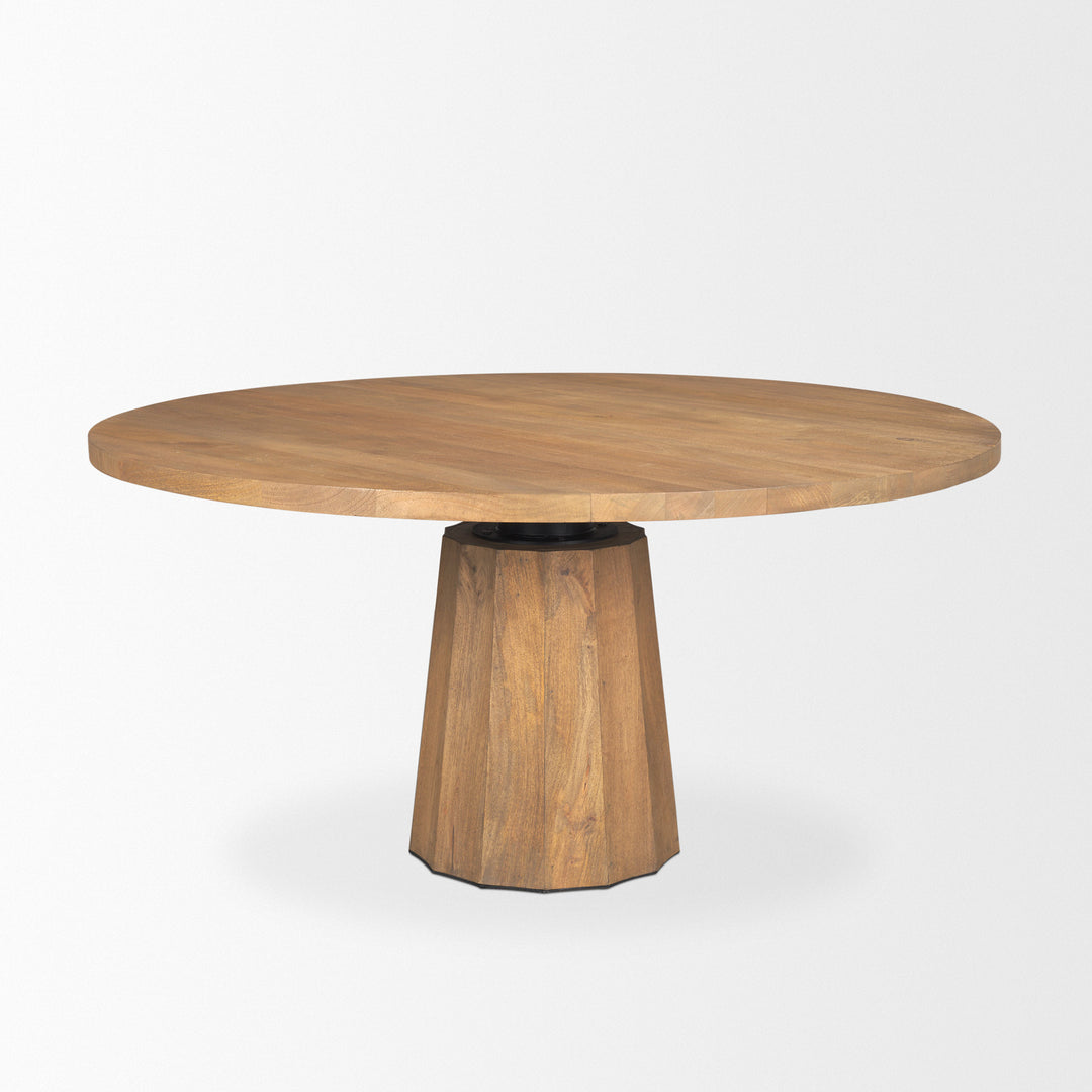 Swanson 60" Light Brown Wood Round Pedestal Dining Table Dining Room Mercana