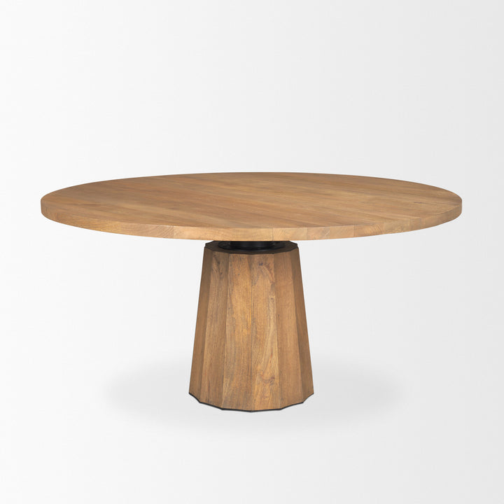 Swanson 60" Light Brown Wood Round Pedestal Dining Table Dining Room Mercana