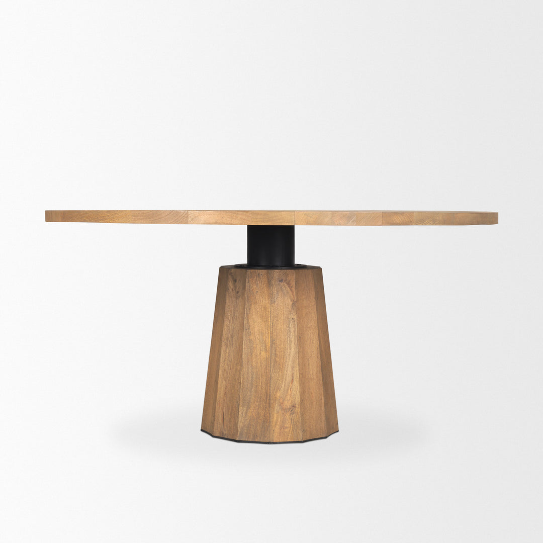 Swanson 60" Light Brown Wood Round Pedestal Dining Table Dining Room Mercana