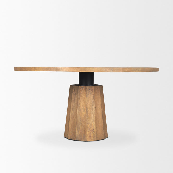 Swanson 60" Light Brown Wood Round Pedestal Dining Table Dining Room Mercana