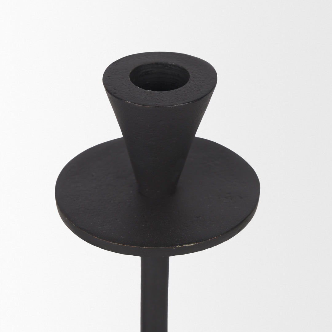 Petria Matte Black Textured Metal Taper Candle Holders Decor Mercana