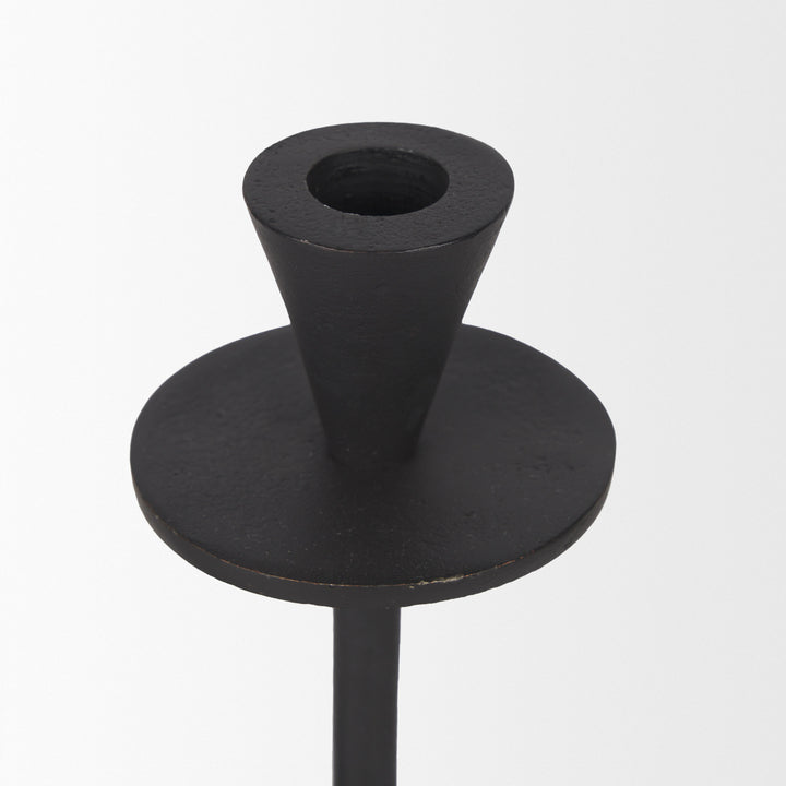 Petria Matte Black Textured Metal Taper Candle Holders Decor Mercana