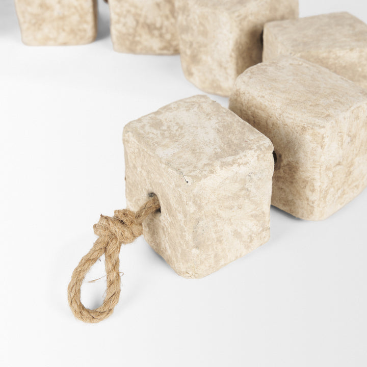 Mala Beige Paper Mache Cube Garland Decor Mercana