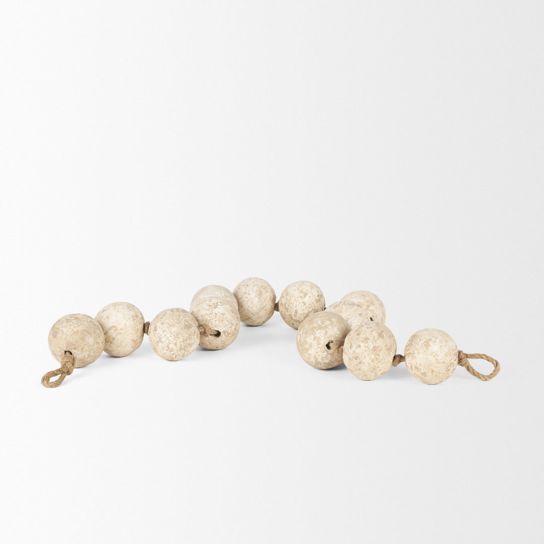 Varamala Beige Paper Mache Sphere Garland Decor Mercana