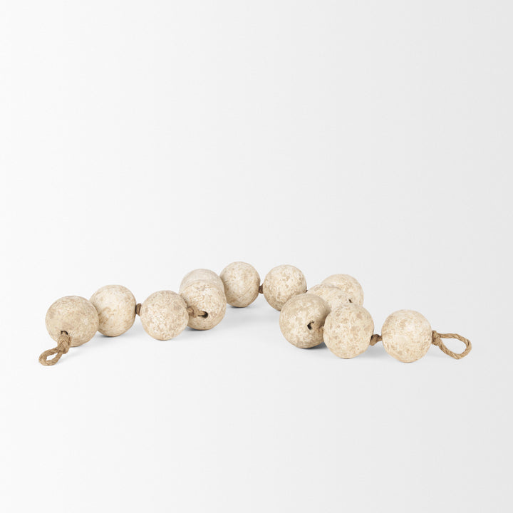 Varamala Beige Paper Mache Sphere Garland Decor Mercana