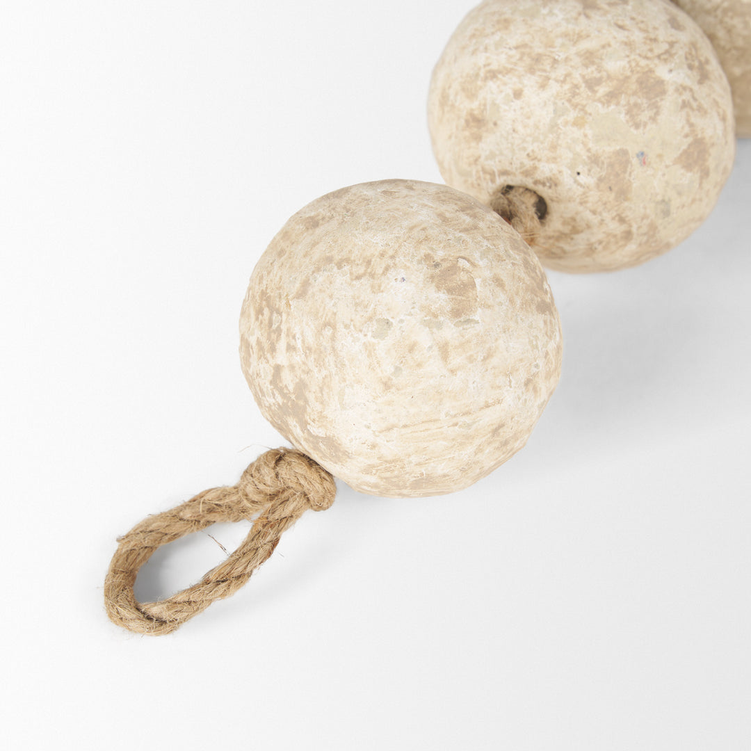 Varamala Beige Paper Mache Sphere Garland Decor Mercana