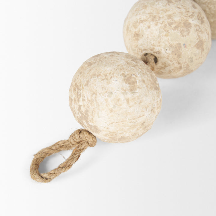 Varamala Beige Paper Mache Sphere Garland Decor Mercana