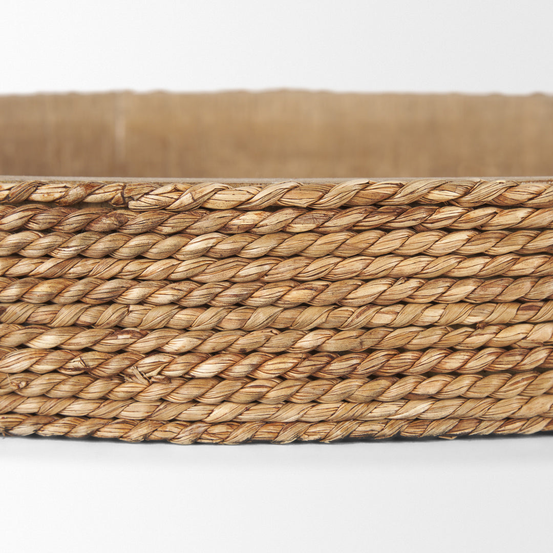 Wheaton Light Brown Wood w/ Natural Jute Serving Trays Decor Mercana