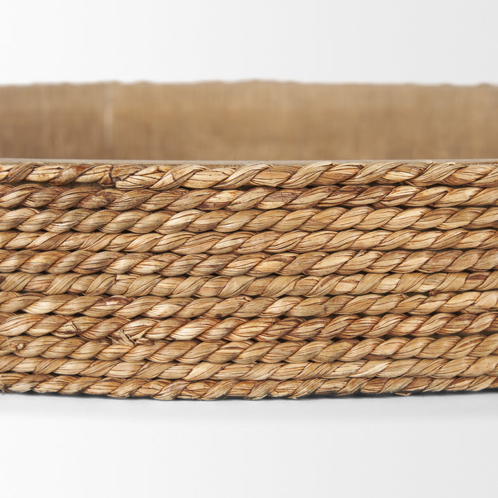 Wheaton Light Brown Wood w/ Natural Jute Serving Trays Decor Mercana