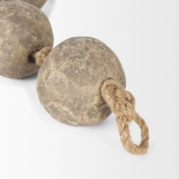 Varamala Dark Beige Paper Mache Sphere Garland Decor Mercana