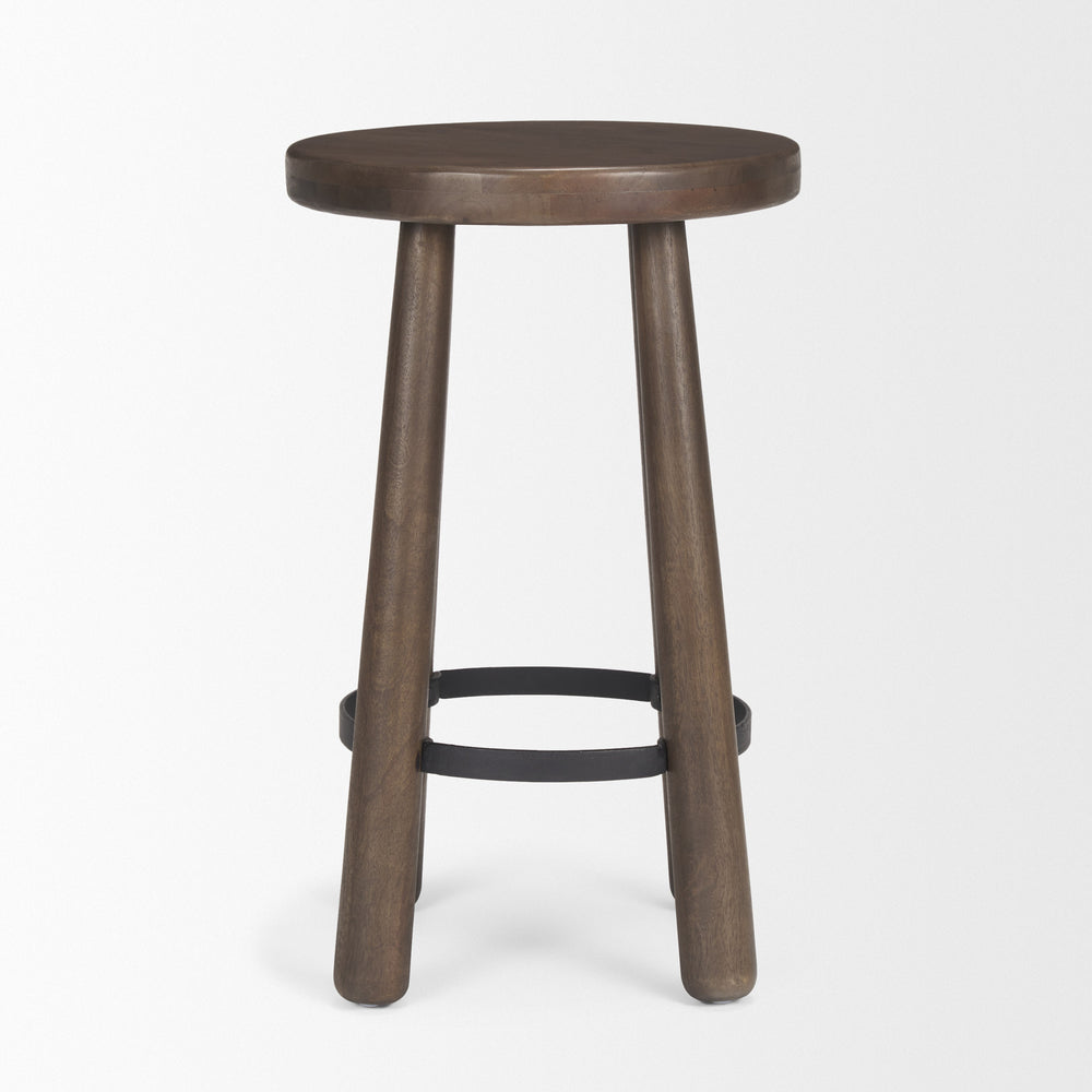 Weldon Dark Brown Wood w/ Matte Black Metal Counter Stool Dining Room Mercana